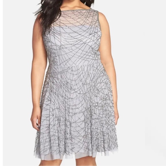 Adrianna Papell plus size beaded cocktail dress - Picture 2 of 12